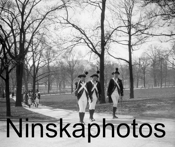 Boston 1926, Armistice Day, The Old Brigade crossing the Common, Massachussets, United States, 1920s antique photo reprint, Veterans Day