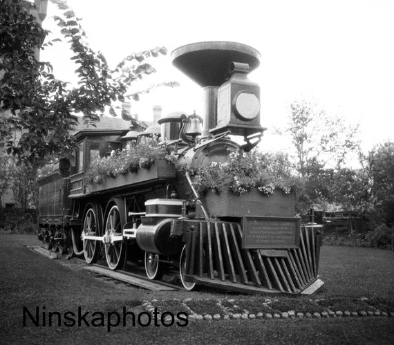 1926 Winnipeg, Canada, First Railway Locomotive, Countess Dufferin, 1920s antique photo reprint, Monochrome Wall Decor, Canadian