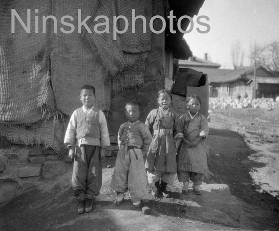 Group of Children in Seoul, Korea, 1920s antique photo reprint, vintage photo, art photo