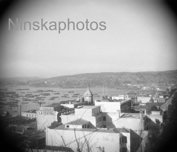 Valparaiso Bay, Chile by J. Dearden Holmes, 1920s antique photo reprint - Available Framed