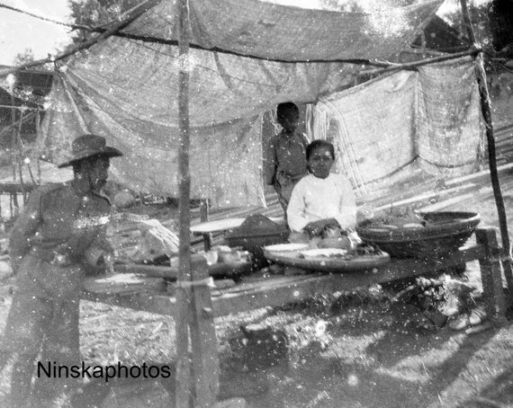 Stall on the shore in Magwe, on the Irrawaddy River, Burma, Myanmar Vintage Photo Reproduction by James Dearden Holmes