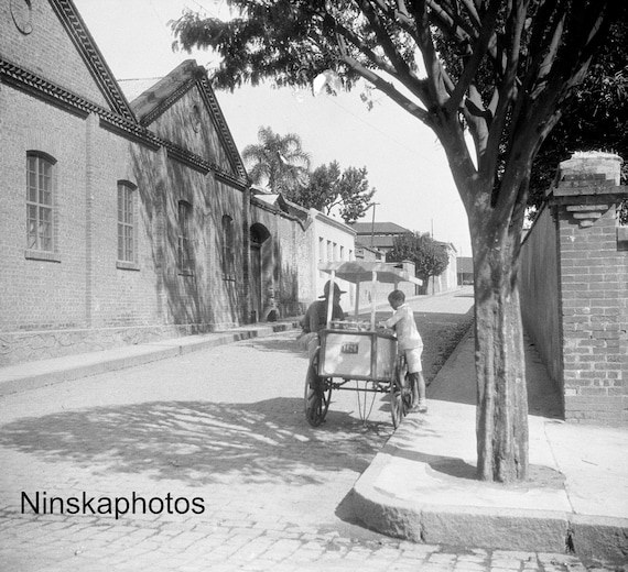 Child at Ice Cream Stall - Street Scene - Campinas, Brazil 1927 - Fine Art Antique Photo Print - Vintage Photo - 8703