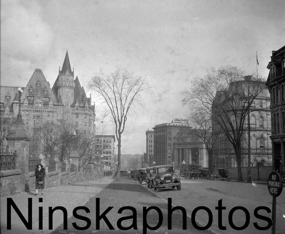 Ottawa Street Scene c.1926, Connaught Square with Chateau Laurier, Canada, 1920s antique photo reprint, Street Scene, vintage photo