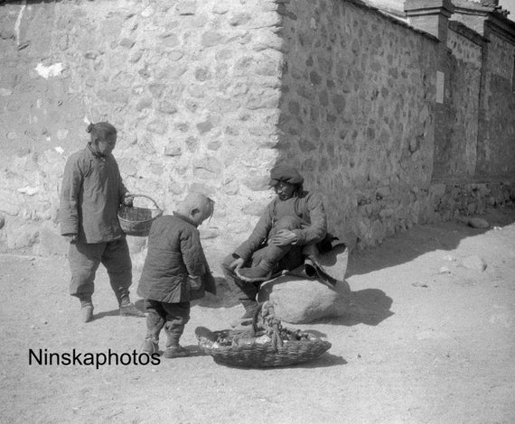 1920s Street Scene in Nankow - China Antique Photo Reproduction - Vintage Photography - Black and White