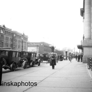 1926 Winnipeg, Canada, rue principale, scène de rue, réimpression de photos anciennes des années 1920, architecture, décoration murale monochrome, histoire du Canada