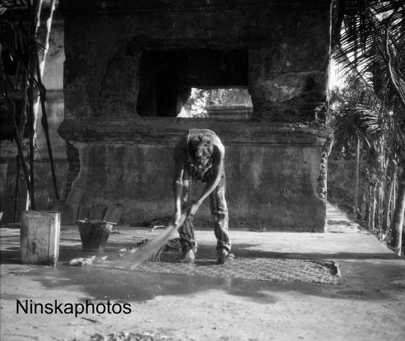 Making Batik Cloth in a Village near Yogyakarta - Java, Indonesia - 1925 - Fine Art Antique Photo Print - BNW - Vintage Photo - 3213