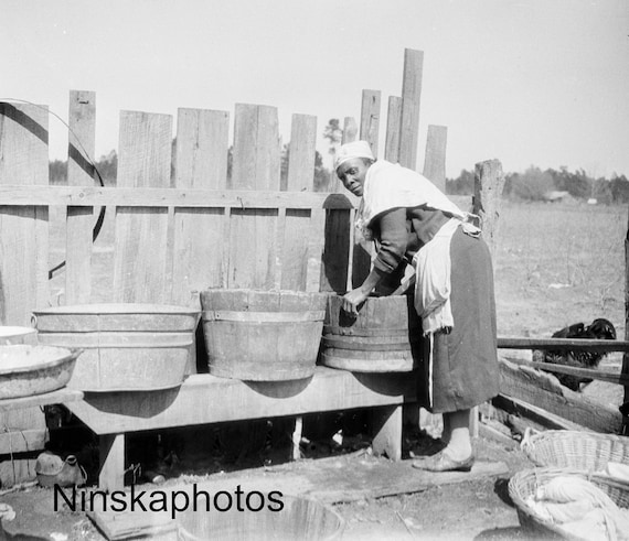 Guyton Georgia - Woman Washing Clothes - United States 1927 - Fine Art Antique Photo Print - Vintage Photo - Photo History - BNW