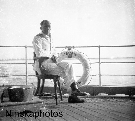 Mate on the SS Japan Ship sailing down the Irrawaddy River, Burma, Myanmar Vintage Photo Reproduction by James Dearden Holmes - Sailor