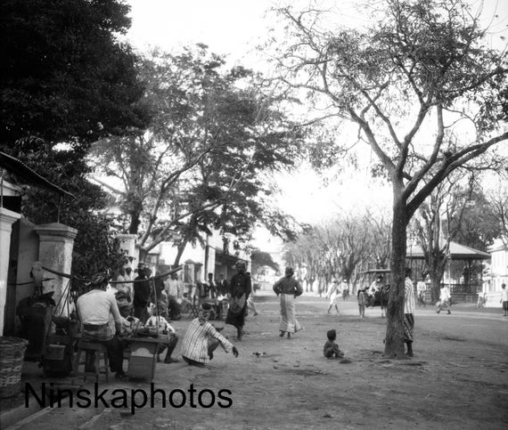 Surabaya Street Scene - Java, Indonesia - 1925 - Fine Art Antique Photo Print - BNW - Vintage Photo - Photography