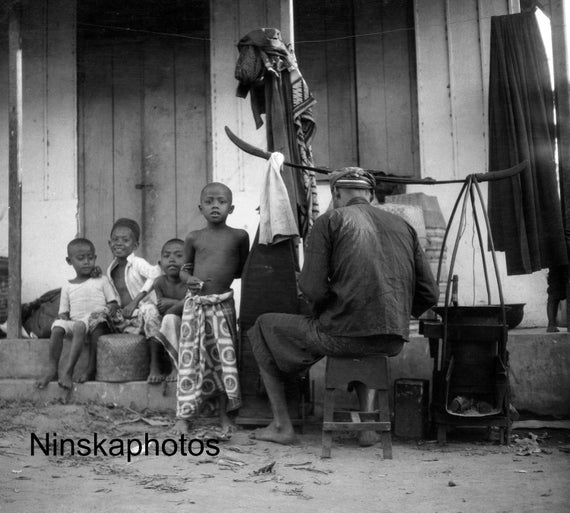 Street Scene in Surabaya, Indonesia - 1925 - Antique Photo Reproduction - BNW - Vintage Photo - Children - Photography