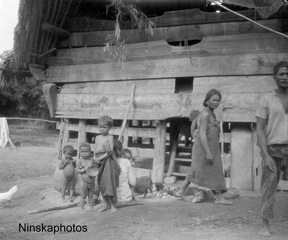 Children in Fishing Village near Lake Toba - Sumatra, Indonesia - 1925 - Fine Art Antique Photo Print - Vintage Photo