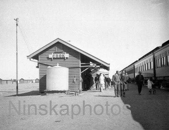 Cook Station on the Trans-Continental Railway, Australia by J. Dearden Holmes, 1920s antique photo reprint