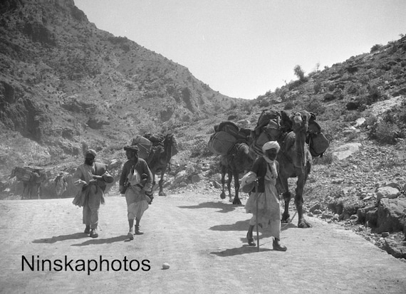 Pilgrims along the Khyber Pass near Landi Kotal - India - Pakistan - Vintage Photo Reproduction by James Dearden Holmes