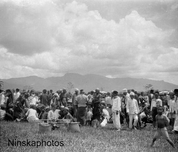 Porsea Market - Group of Locals - Rural Sumatra - Indonesia - 1925 - Fine Art Antique Photo Print - Vintage Photo