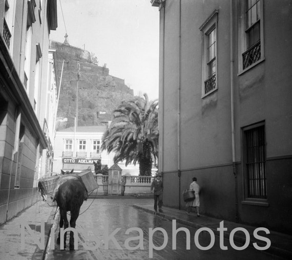 Street Scene, Plaza Victoria, Valparaiso, Chile by J. Dearden Holmes, 1920s antique photo reprint - Available Framed