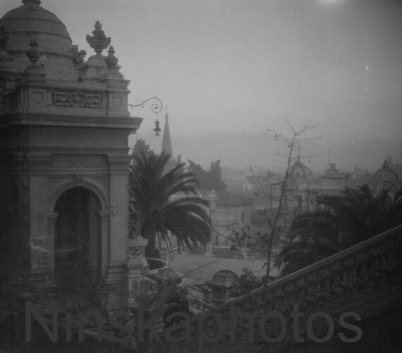 View of Santiago, Santa Lucia Hill, Chile by J. Dearden Holmes, 1920s antique photo reprint - Available Framed