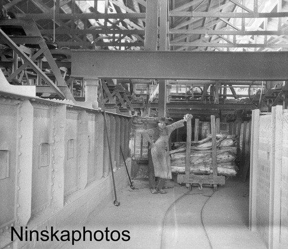 Chaffers Mine, Roasting Sulphide Ore, Boulder City, Kalgoorlie, Australia by J. Dearden Holmes, 1920s antique photo reprint, Mining, Mine