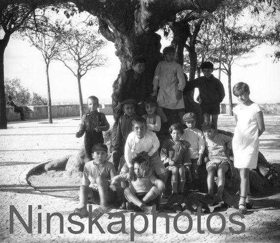 Lisbon, Portugal, Children by J. Dearden Holmes, 1920s antique photo reprint, Portugal History, Vintage Photography