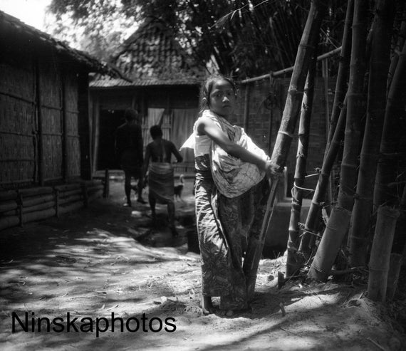 Yogyakarta Street Scene - Young Girl - Indonesia - 1925 - Fine Art Antique Photo Print - BNW - Vintage Photo - Photography