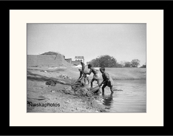 Dhobis washing in Agra, India Vintage Photo Reproduction by James Dearden Holmes - Historical Photo
