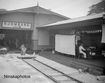 Jombang Railway Station - East Java, Indonesia - 1925 - Fine Art Antique Photo Print - BNW - Vintage Photo - 3109