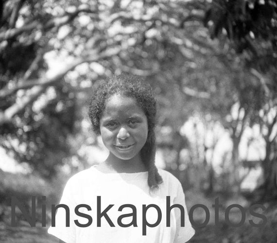 Young Hawaiian Girl 'Louisa' (1) in Keaukaha, Hilo, Hawaii, United States, 1920s antique photo reprint