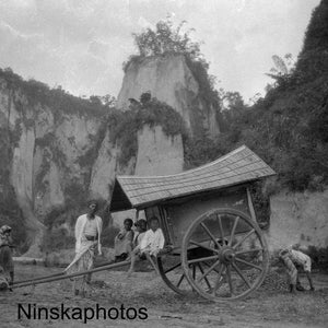 Buffalo Cart in Sianok Canyon - Karbouwengat - Java, Indonesië - 1925 - Fine Art Antieke Foto Print - BNW - Vintage Foto - 3341