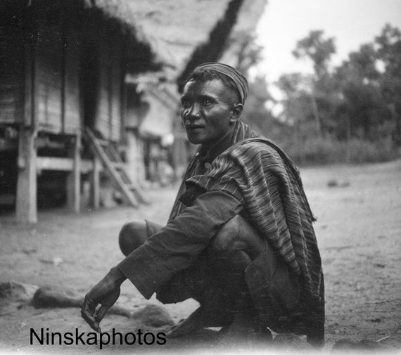 Local Man Portrait in Fishing Village near Lake Toba - Sumatra, Indonesia - 1925 - Fine Art Antique Photo Print - Vintage Photo