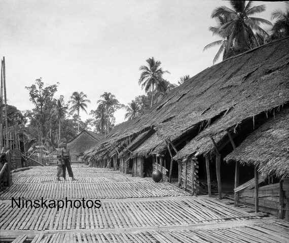 Dayak Kampong - Village - Borneo - Indonesia - 1925 - Fine Art Antique Photo Print - BNW - Vintage Photo - 3051
