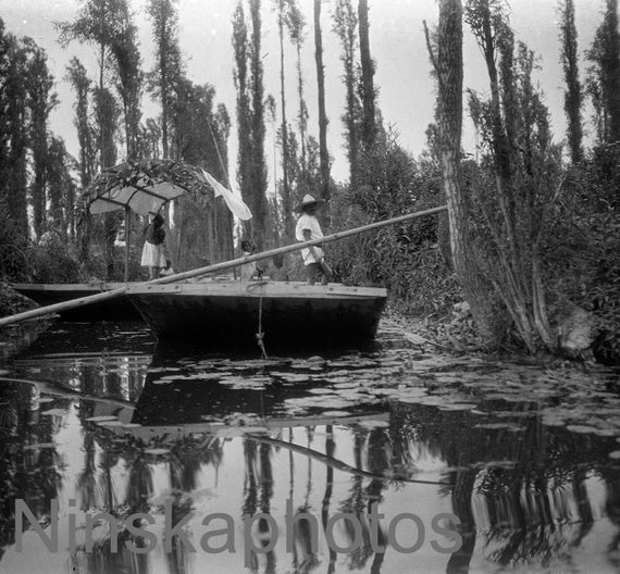 Mexico City, Xochimilco, On the Canal, Catholicism 1920s antique photo reprint, Local History, Vintage Photo, Mexico, Photo History