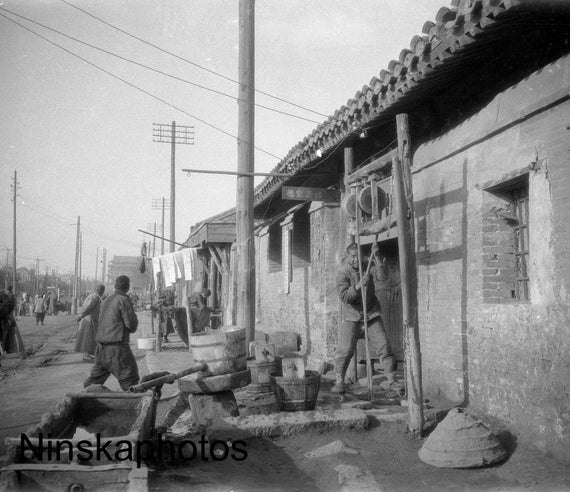 Street Scene - Beijing - Peking - China - 1925 - Fine Art Antique Photo Print - BNW - Vintage Photo - Photography