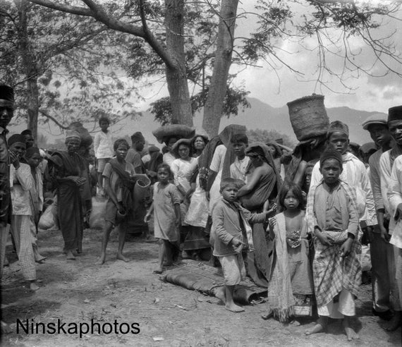 Porsea Market - Group of Locals - Rural Sumatra - Indonesia - 1925 - Fine Art Antique Photo Print - Vintage Photo
