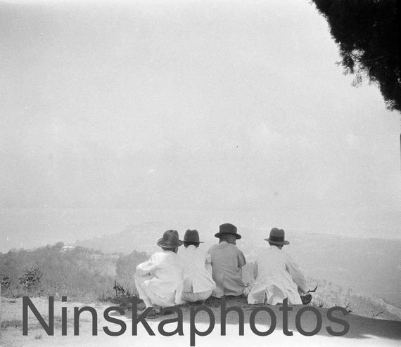 Men in Hats in the Penang Hills, Penang, Malaysia by J. Dearden Holmes, 1920s antique photo reprint