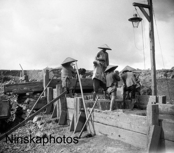 Mogok Ruby Mines, Washing or Sluicing for Rubies, Myanmar, Burma, Asia, 1920s antique photo reprint, Colonial Burma, Mining, Gemstones