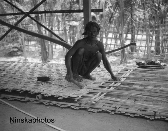 Making a Bamboo House in a Village near Yogyakarta - Java, Indonesia - 1925 - Fine Art Antique Photo Print - BNW - Vintage Photo - 3208