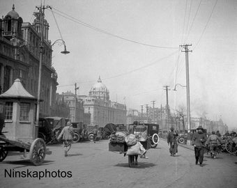 The Bund, Shanghai - China - 1925 - Fine Art Antique Photo Print - BNW - Vintage Photo - Street Scene - 4335