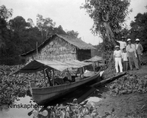 River Expedition by the Napoe River, Kalimantan, Borneo, Indonesia - 1925 - Fine Art Antique Photo Print - Vintage Photo - 2972