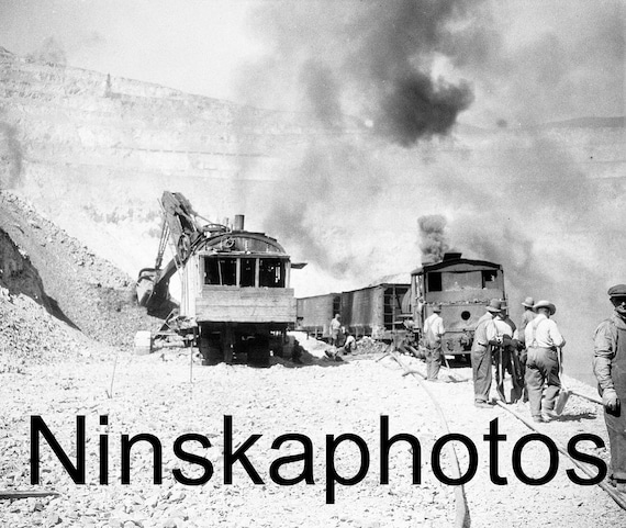 Bingham Copper Mine, Men at Work, near Salt Lake City, Utah, United States, 1920s antique photo reprint, UT History, Vintage Photo Art