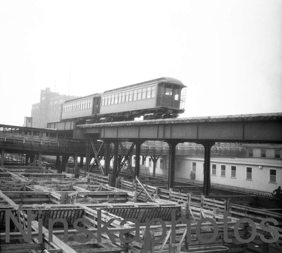 Union Stockyards, Elevated Railway, Chicago, Illinois, United States by J. Dearden Holmes, 1920s antique photo reprint, Meatpacking district