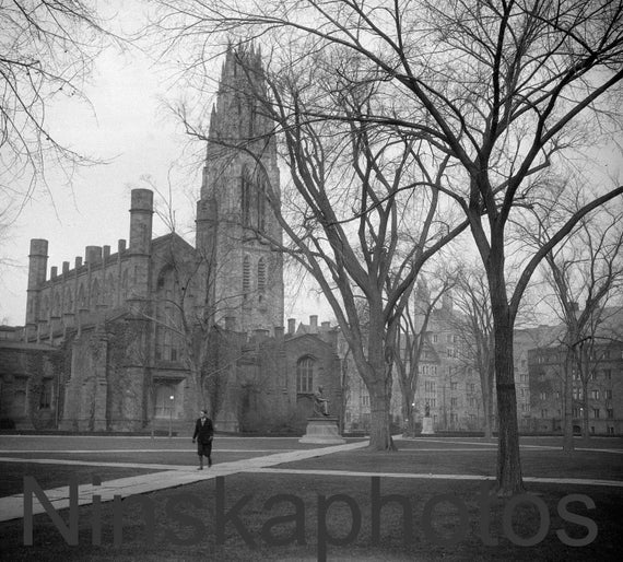 Yale University, Harkness Tower and Building, New Haven, Connecticut, United States, 1920s antique photo reprint - College - University