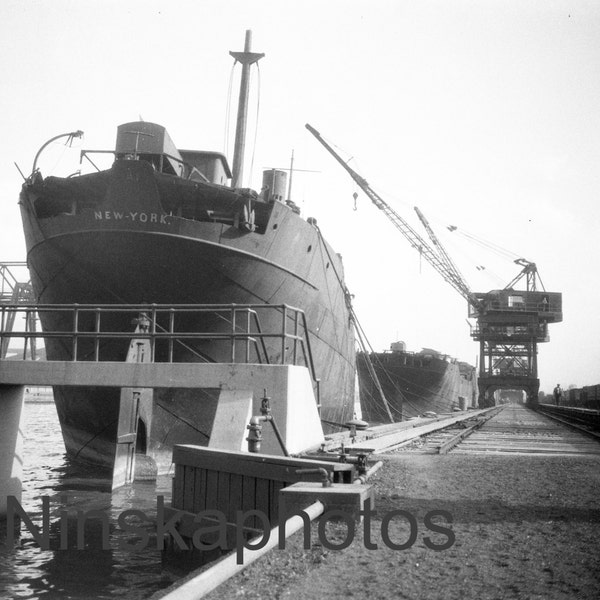 Boat Salvage Dock, Ford Factory, Highland Park, Detroit, Michigan, United States, 1920s antique photo reprint