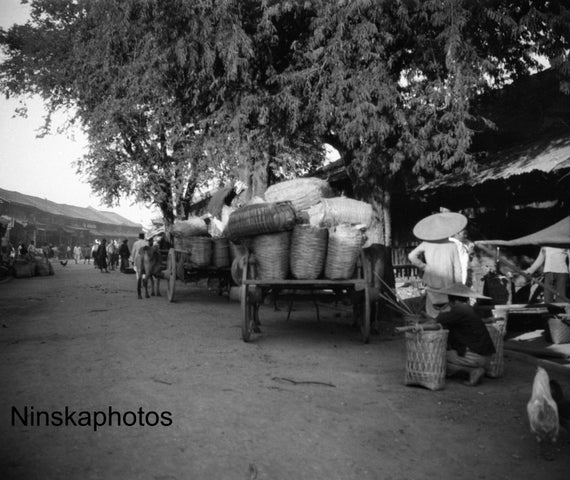 1920s Bhamo Street Scene Burma Myanmar 1920s Antique Photo Reproduction - Vintage Photography Black and White