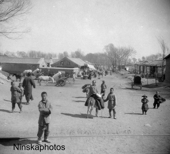 Nankow Street Scene - China - 1925 - Fine Art Antique Photo Print - BNW - Vintage Photo - Photography