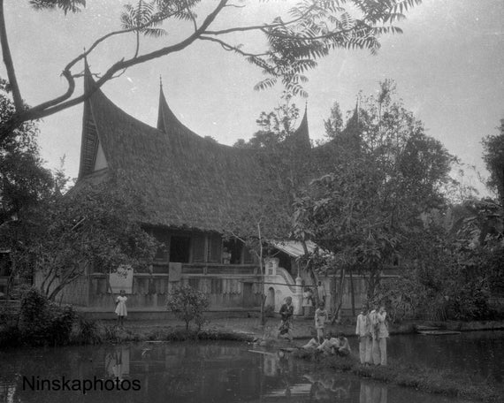 Sumatran House in the village of Padang Loeur - Sumatra, Indonesia - 1925 - Fine Art Antique Photo Print - Vintage Photo - 3350