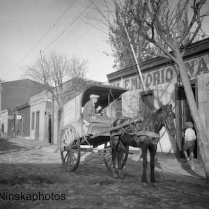 チリ、ビニャデルマルのパン屋のカート - 街の風景 1927 - ファインアートアンティーク写真プリント - ヴィンテージ写真 - 8445 - 額入りあり