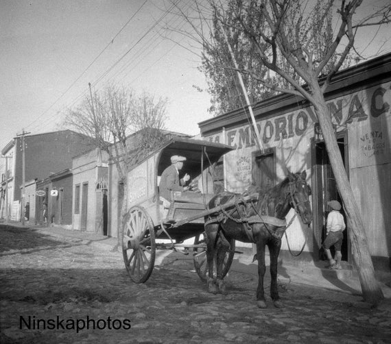 Bakers Cart in Vina del Mar, Chile - Street Scene 1927 - Fine Art Antique Photo Print - Vintage Photo - 8445 - Available Framed