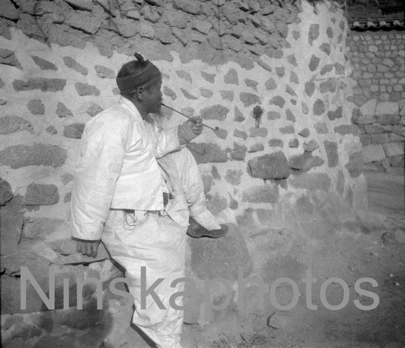 Man smoking pipe, Seoul, Korea, 1920s antique photo reprint, vintage photo, art photo