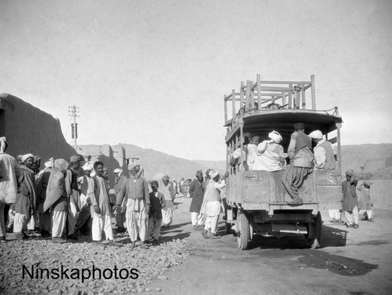 Arrival of a Bus in Landi Kotal - India - Pakistan - Vintage Photo Reproduction by James Dearden Holmes