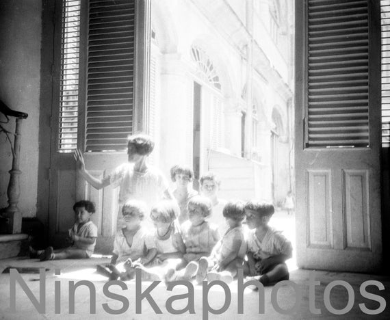 Havana, Cuba, Group of Children, 1920s antique photo reprint, black and white photography, photo art, wall art, wall decor, Vintage Photo