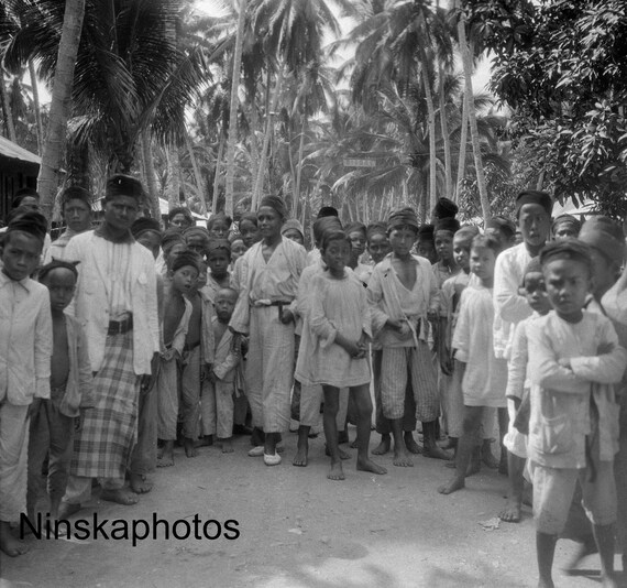 A Village Crowd in Sumatra - Indonesia - 1925 - Fine Art Antique Photo Print - Vintage Photo - 3427